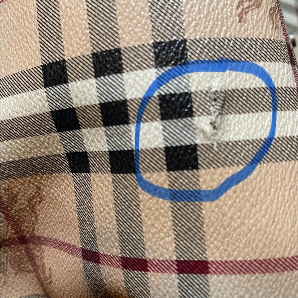 Burberry Tan and Black Plaid Tote Bag - Picture 14 of 15